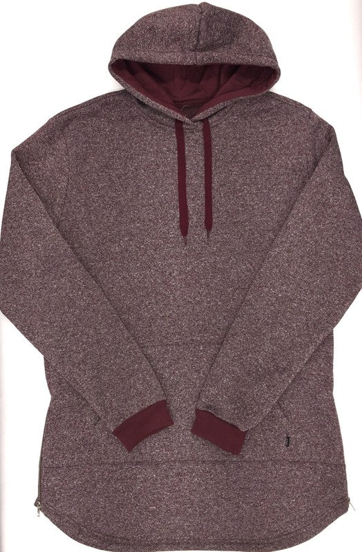 Long Side Zip Heathered Hoodie-Men's