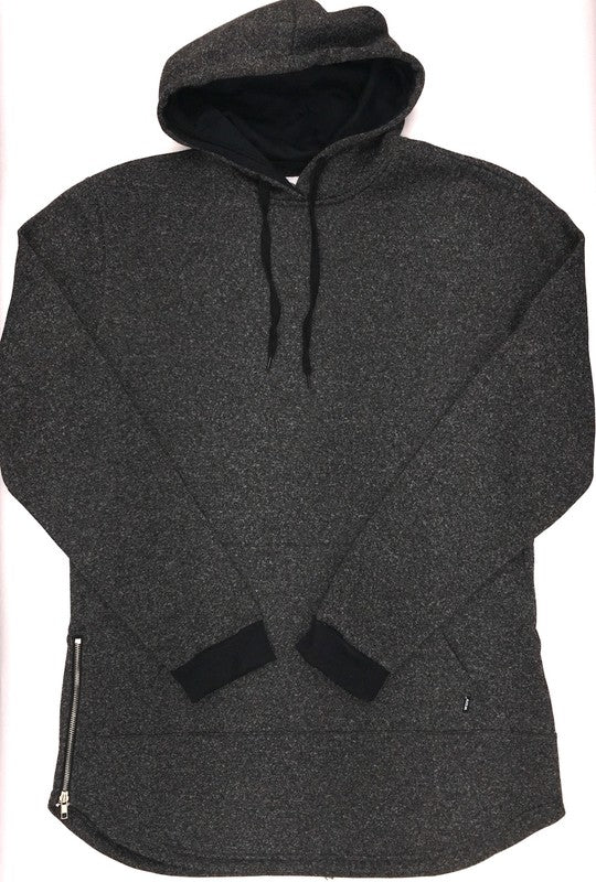 Long Side Zip Heathered Hoodie-Men's