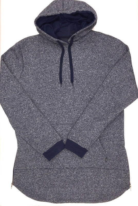 Long Side Zip Heathered Hoodie-Men's