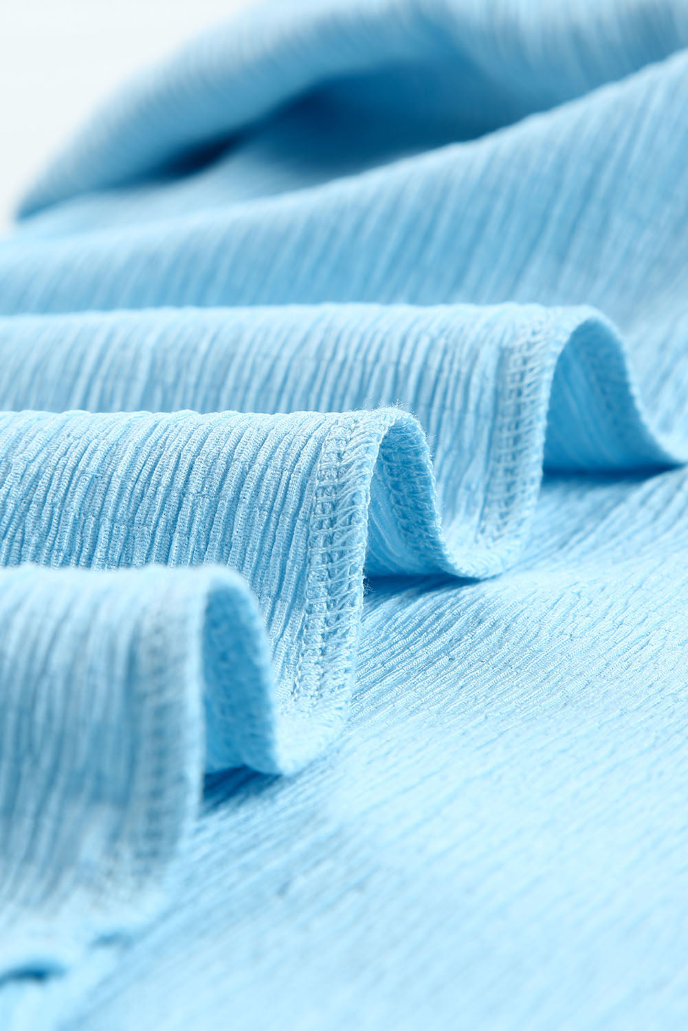 Crinkles & Ruffles One-Shoulder Top-Sky