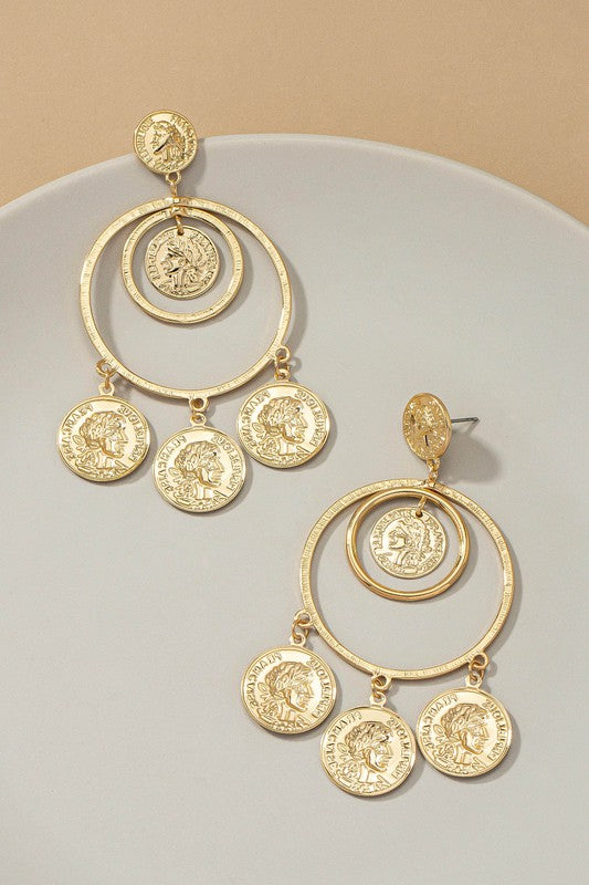 The Golden Coin Double Hoop Earrings
