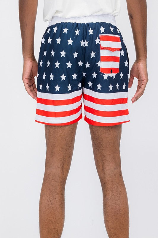 America The Beautiful Flag Swim Shorts