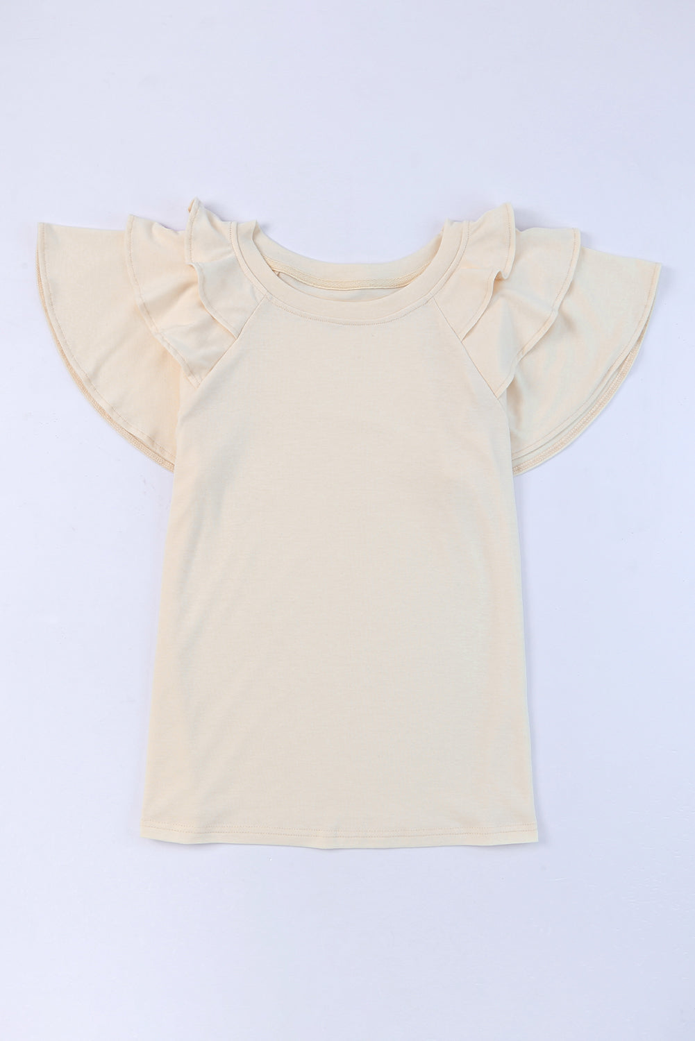 Ruffle My Shoulders Top-Light Apricot
