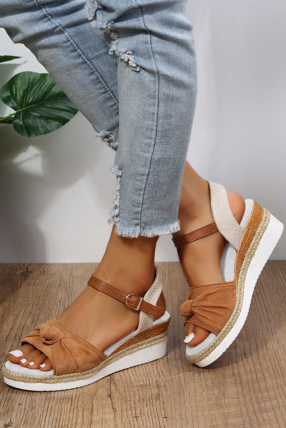 Sweet Cinnamon Bow Knot Espadrille