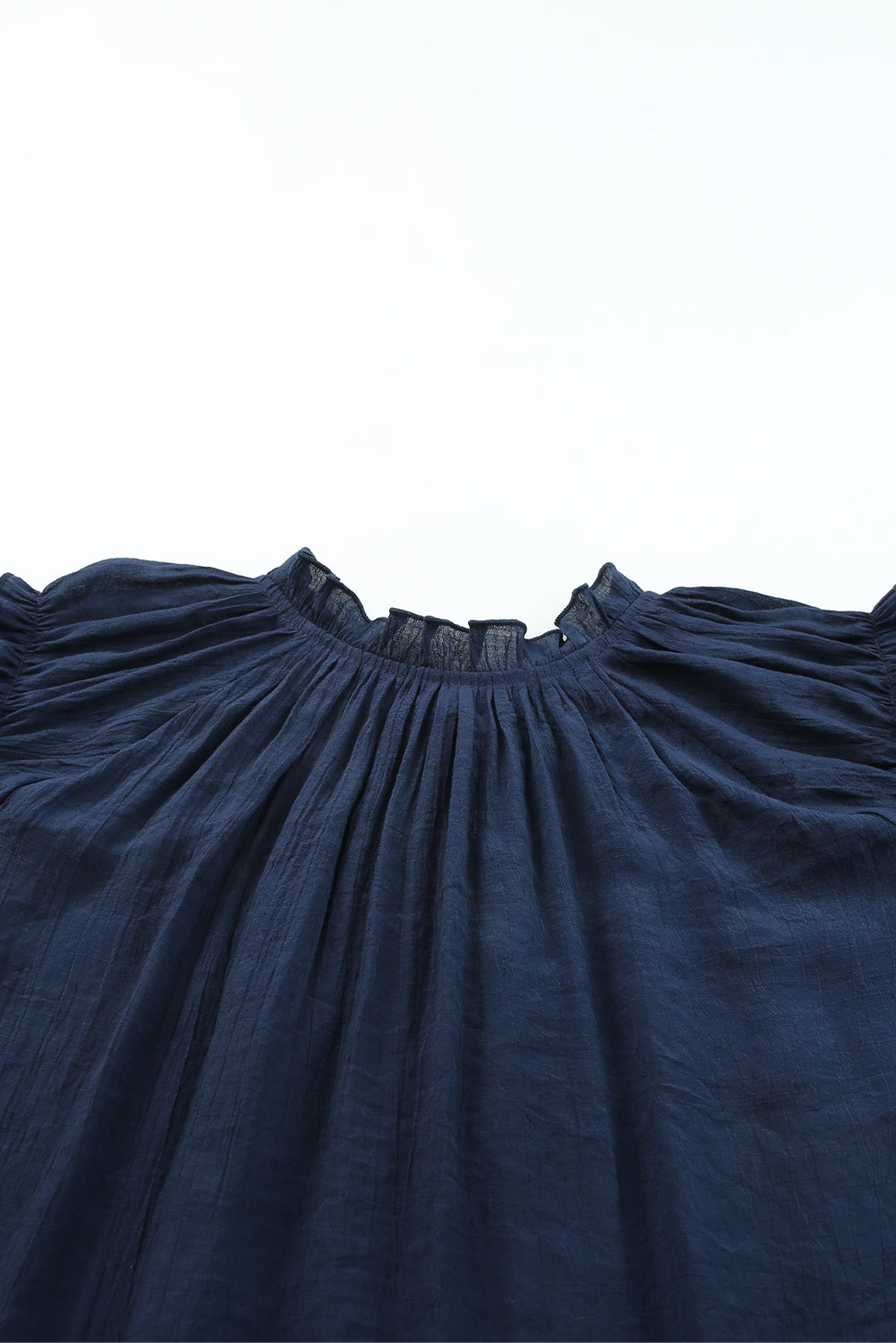 The Blues Ruffled Sleeve Drawstring Blouse