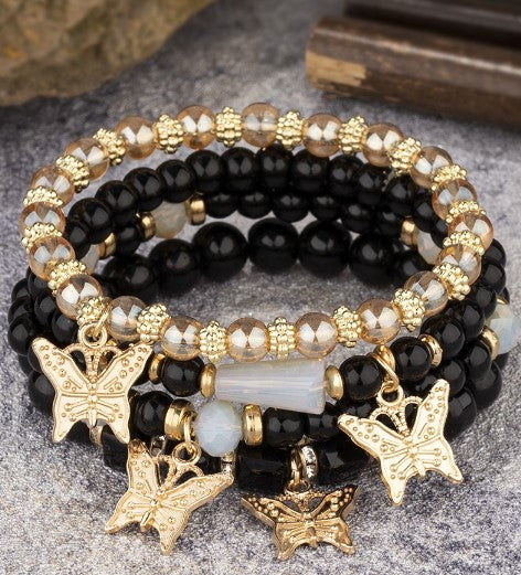 Dreamy Butterflies Stacked Bracelet-Smoke