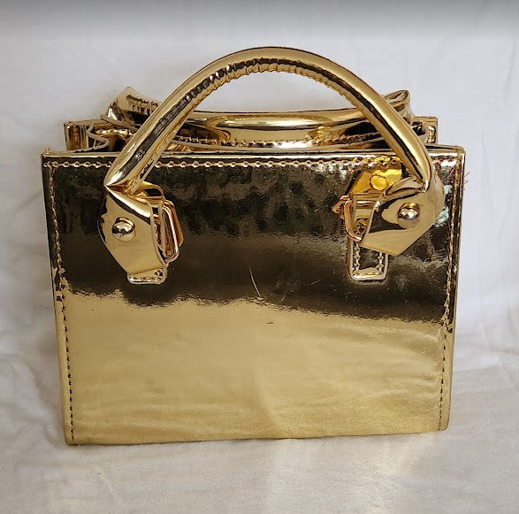 Foiled Again Small Satchel-Mirror Gold