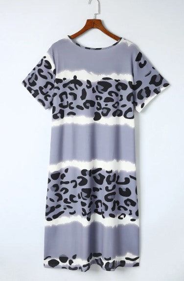 Leopard Thunder T-Shirt Dress-Gray- 1 LEFT!!