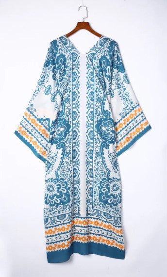 Mediterranean Mixed Print Kimono
