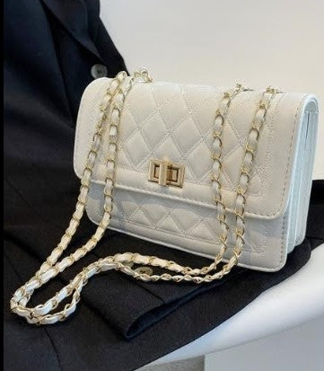 Park Avenue Quilted Shoulder Bag-White