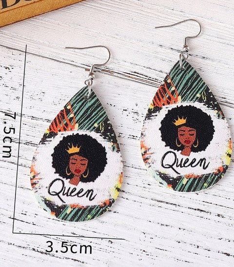 The Queen Waterdrop Vegan Leather Earrings