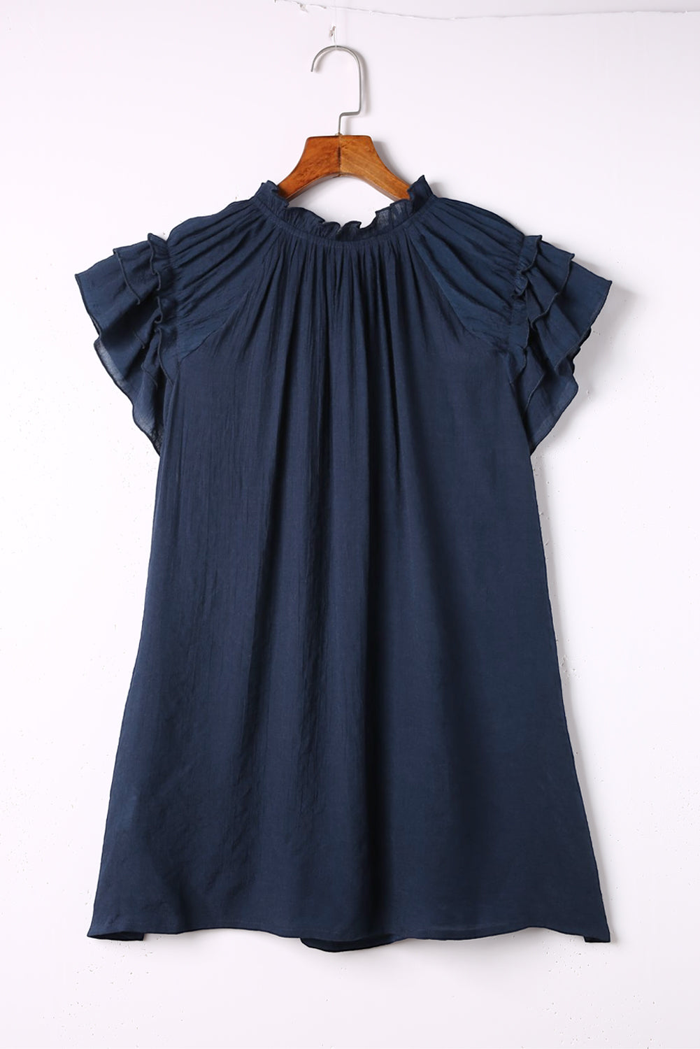 The Blues Ruffled Sleeve Drawstring Blouse