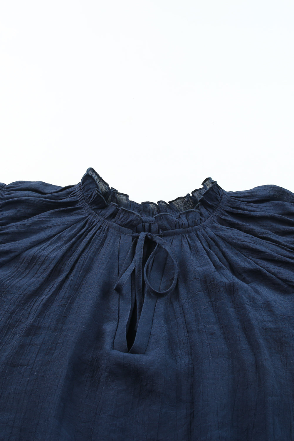 The Blues Ruffled Sleeve Drawstring Blouse