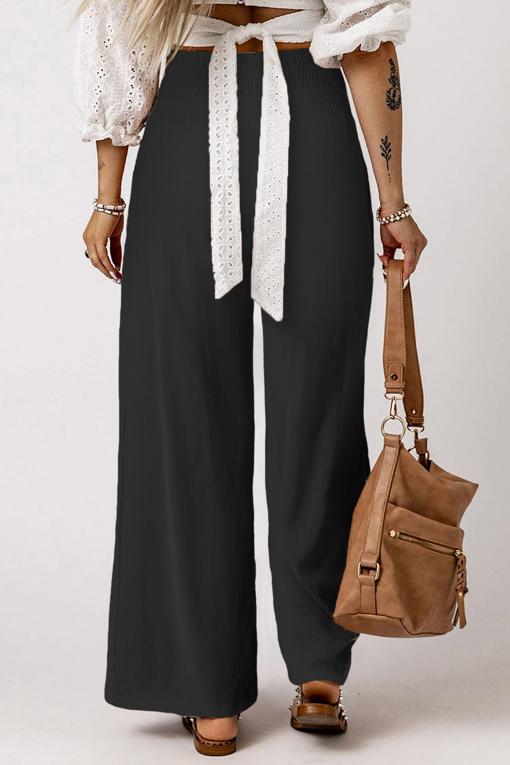 Front Pleated Flowy Slacks-Black BACK IN STOCK!!