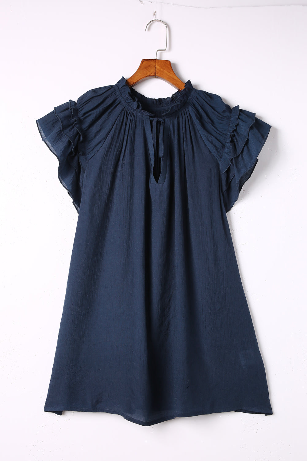 The Blues Ruffled Sleeve Drawstring Blouse