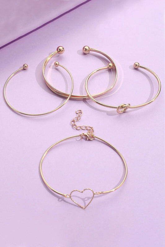 Lots of Love  4-piece Bracelet Set-Goldtone