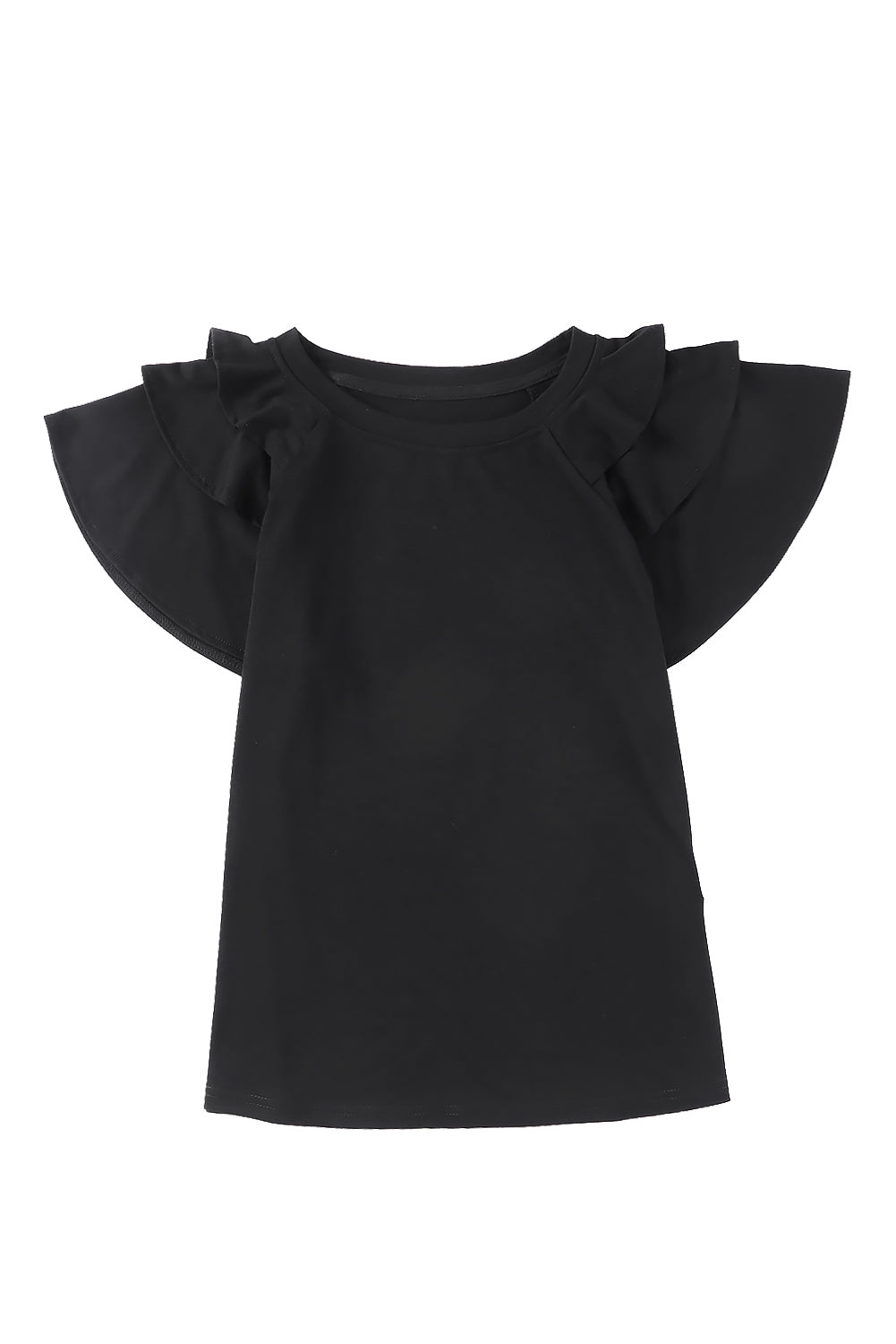 Ruffle My Shoulders Top-Black