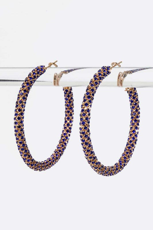 Rhinestone Dreams Hoop Earrings-2inch