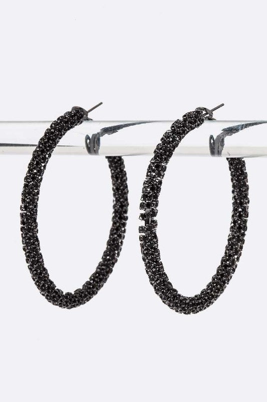 Rhinestone Dreams Hoop Earrings-2inch