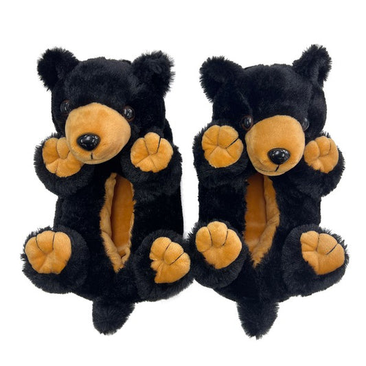 Black Bear Hugs - Women's Plush Animal slippers