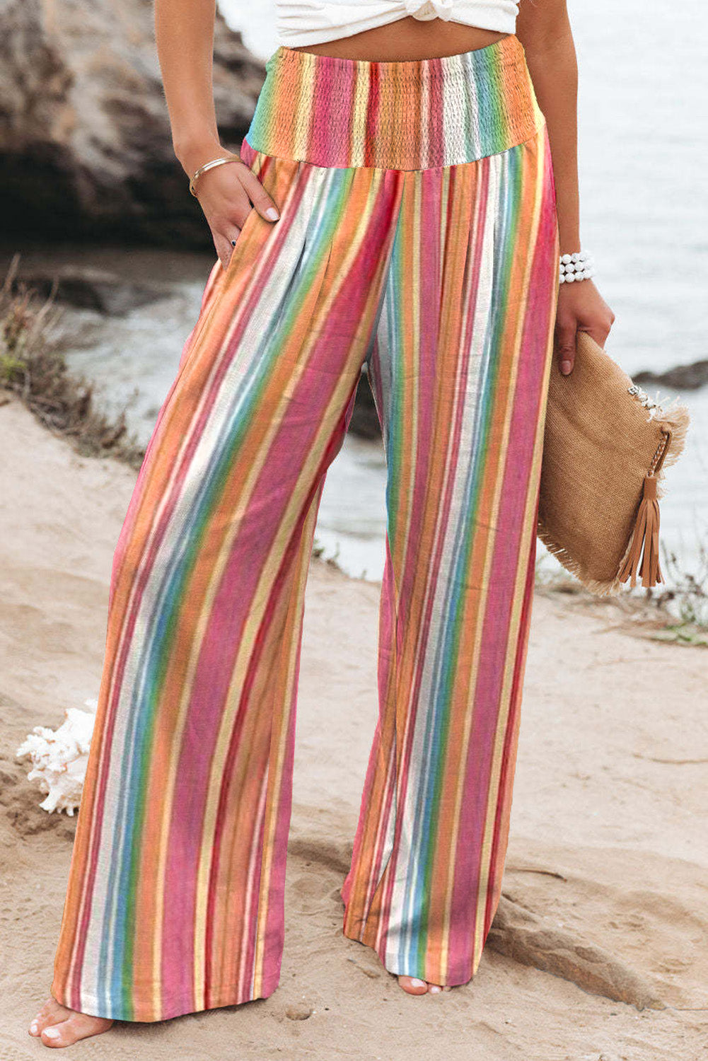 Striped Tropics Wide Leg Pants