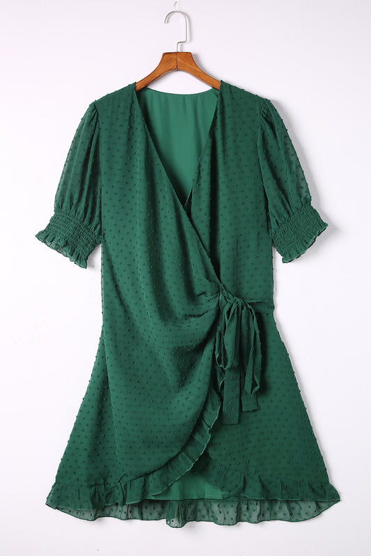 The Grass is Always Greener Puff Sleeve Wrap Dress-LOW STOCK!!