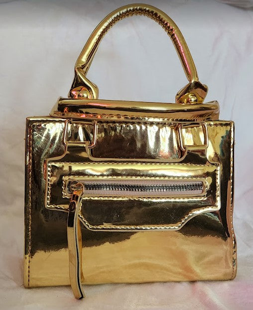 Foiled Again Small Satchel-Mirror Gold