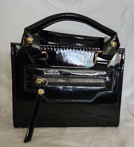 Foiled Again Small Satchel-Mirror Black