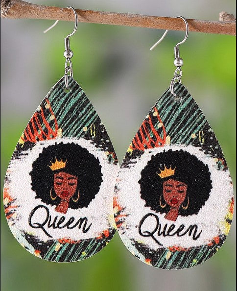 The Queen Waterdrop Vegan Leather Earrings