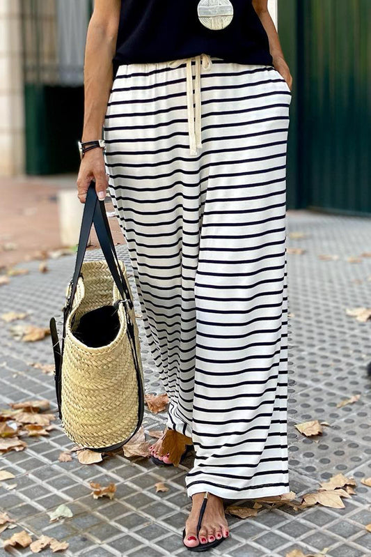 Nautical Striped Wide Leg Slacks