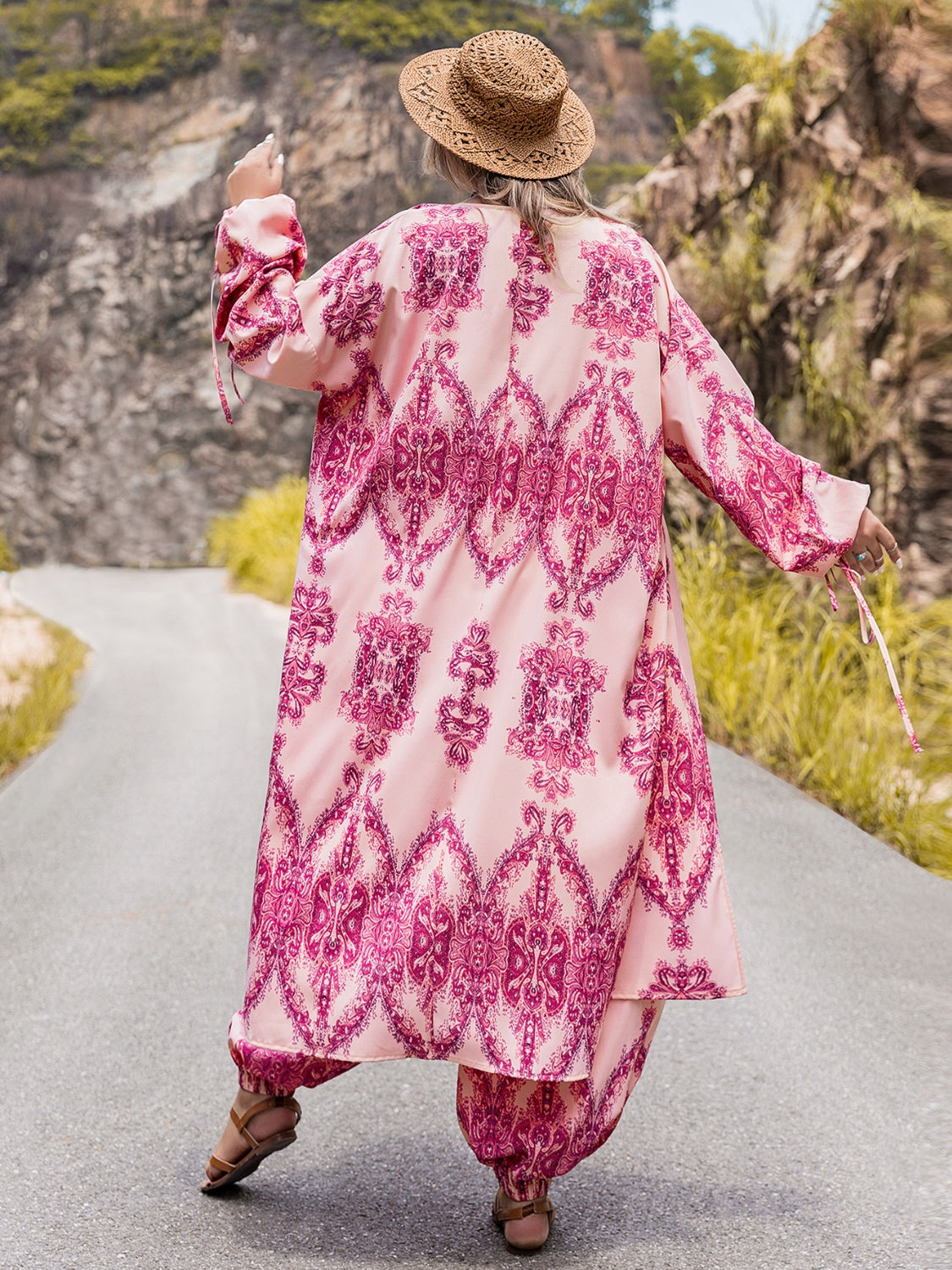 Fuchsia Fusion Cardigan and Pants Set-Plus LOW STOCK